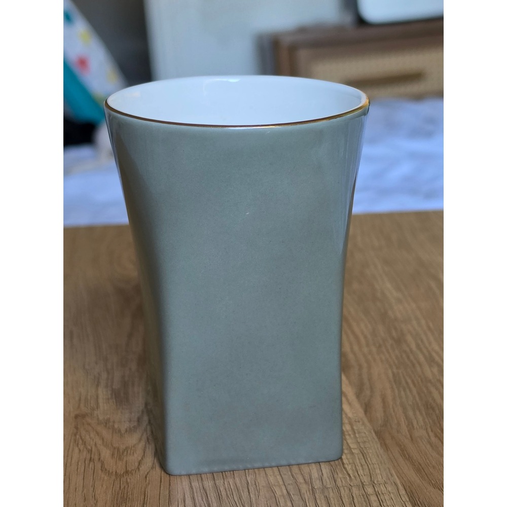 Gray Ceramic Vase Gold Rim Modern Home Decor